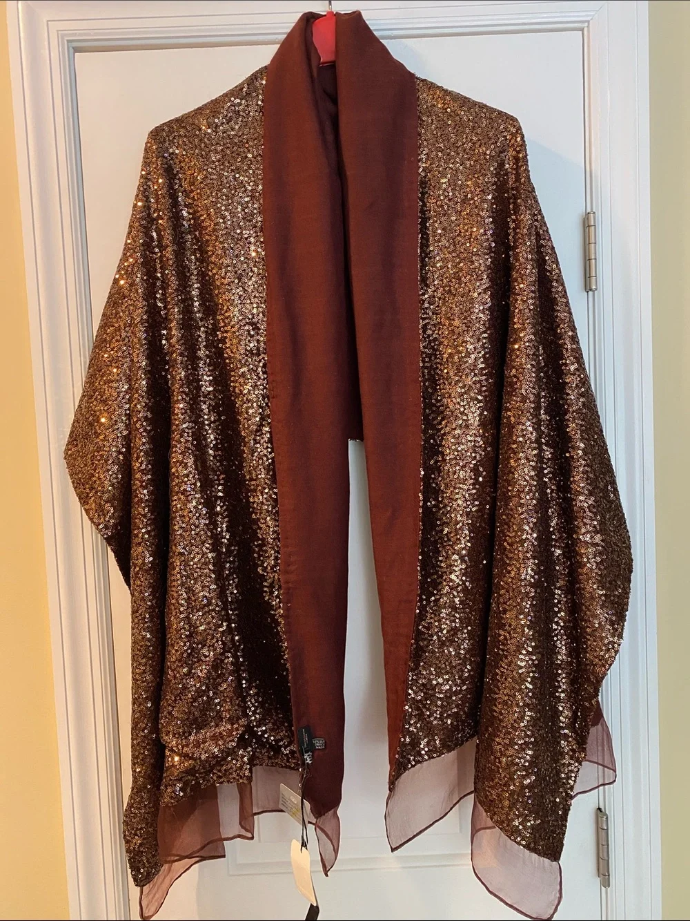 Shawlsmith London Stunning Wool Silk All Sequins Huge Wrap NWT
